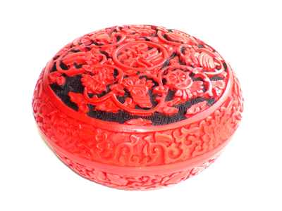 cinnabar lacquer floral trinket box