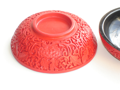 cinnabar lacquer floral trinket box