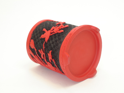 5 inch cinnabar lacquer bamboo pen holder