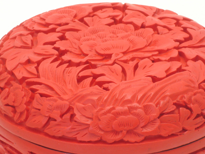 cinnabar lacquer floral trinket box