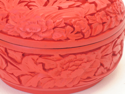 cinnabar lacquer floral trinket box