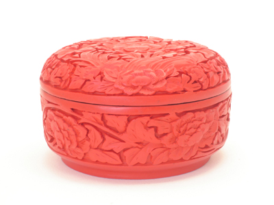 cinnabar lacquer floral trinket box