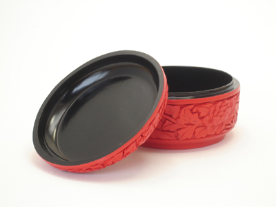 cinnabar lacquer floral trinket box