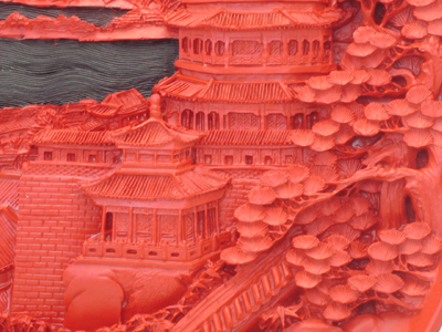 cinnabar lacquer summer palace buddha's fragrance pavilion plate