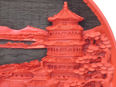 cinnabar lacquer summer palace buddha's fragrance pavilion plate