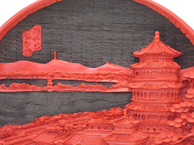 cinnabar lacquer summer palace buddha's fragrance pavilion plate