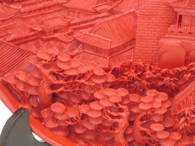 cinnabar lacquer summer palace buddha's fragrance pavilion plate