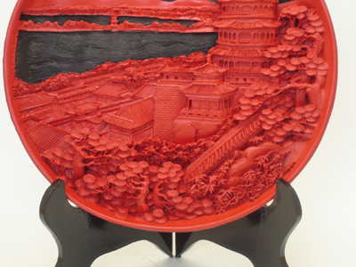 cinnabar lacquer summer palace buddha's fragrance pavilion plate