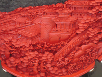 cinnabar lacquer summer palace buddha's fragrance pavilion plate