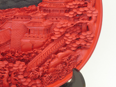 cinnabar lacquer summer palace buddha's fragrance pavilion plate