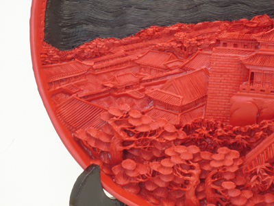 cinnabar lacquer summer palace buddha's fragrance pavilion plate