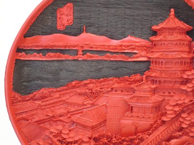 cinnabar lacquer summer palace buddha's fragrance pavilion plate