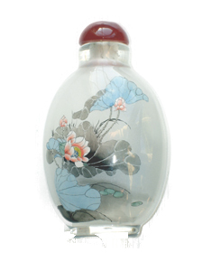 inside painted snuff bottle beautiful lotus blossoms